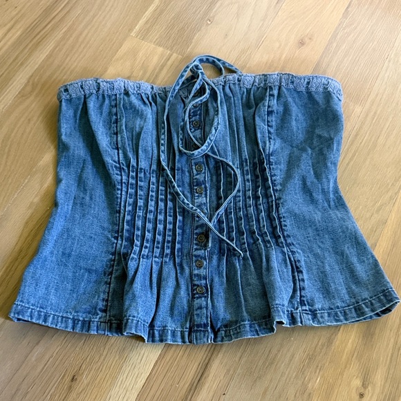 Free People Wink Wink Denim Tube Top - Picture 1 of 3